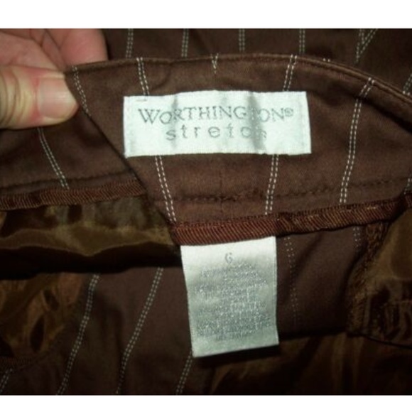 Worthington Stretch Suit Size 10 Brown Stripe - Picture 2 of 6